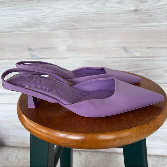 Zara Women's Violet Pointed Slingback Heels - Picture 7 of 12